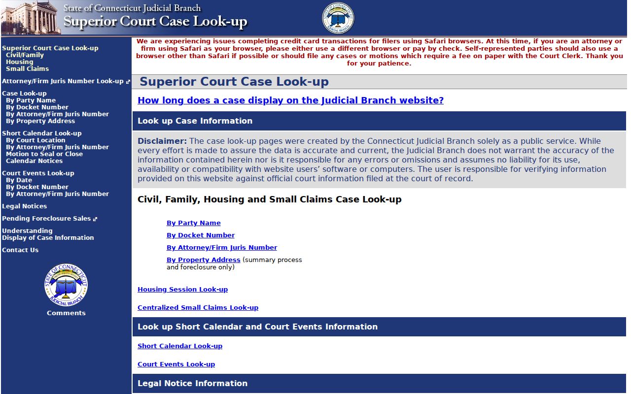 New Milford residents directory Connecticut Judicial Branch search