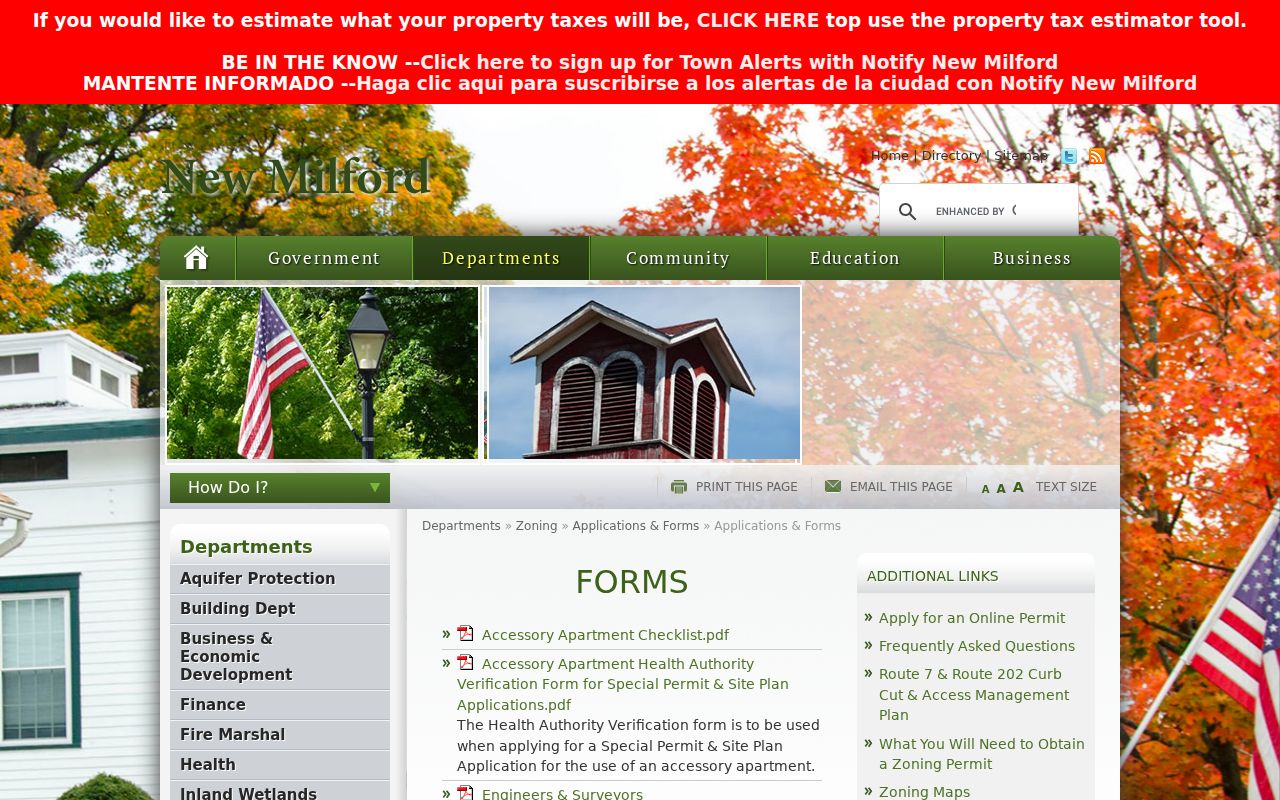 New Milford residents directory local records request route