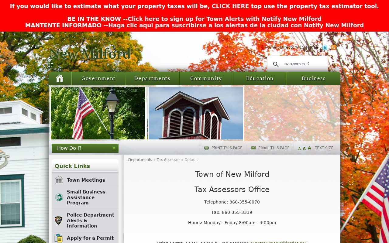 New Milford residents directory tax assessor office
