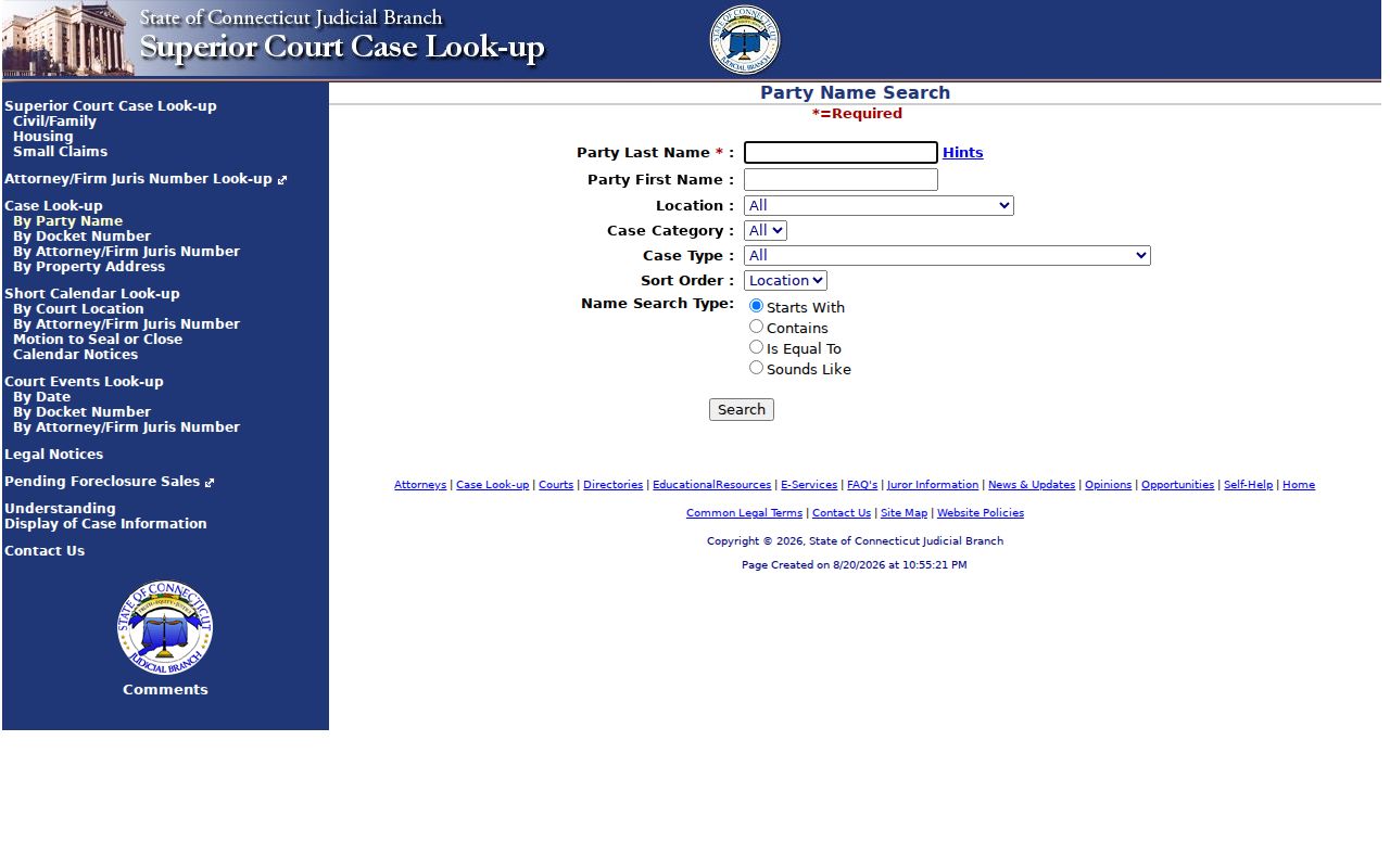 New Milford resident lookup Connecticut civil party search