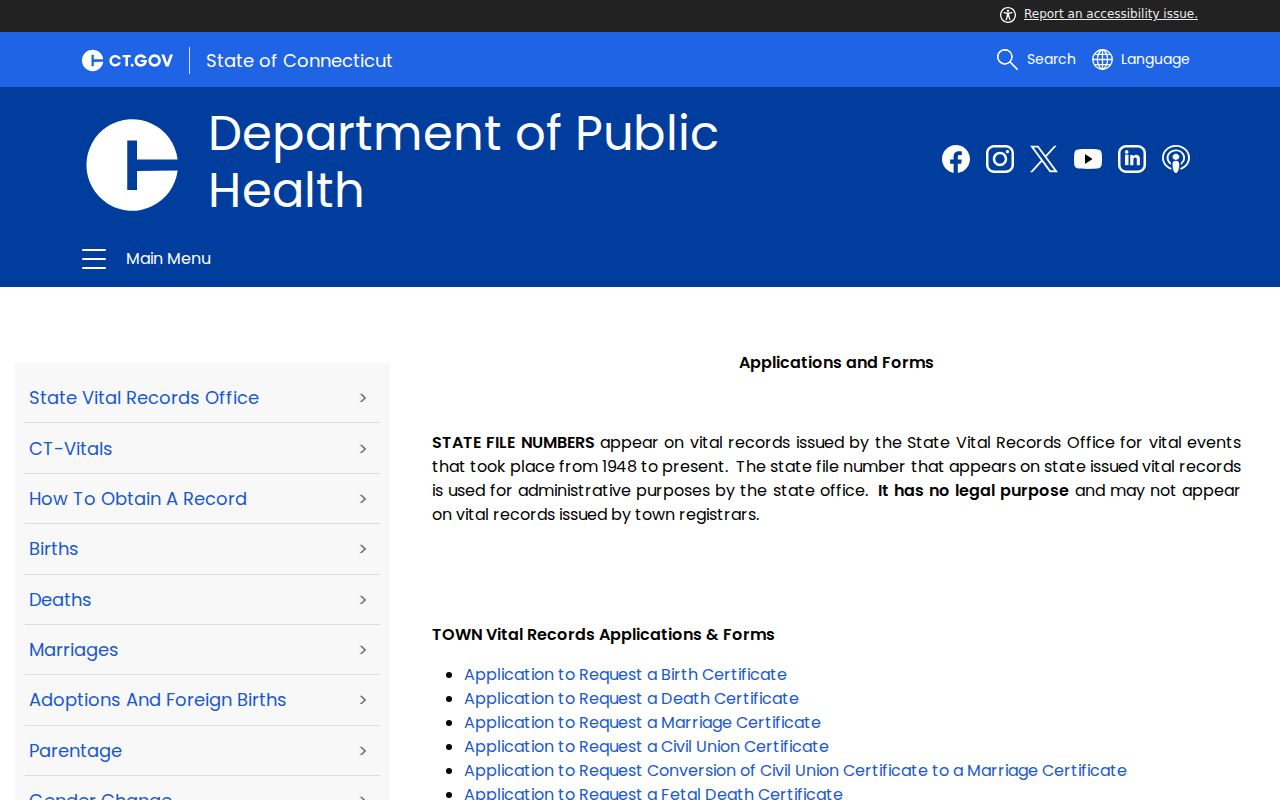 New Milford resident lookup Connecticut vital record applications