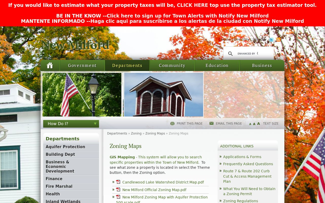 New Milford street directory zoning map