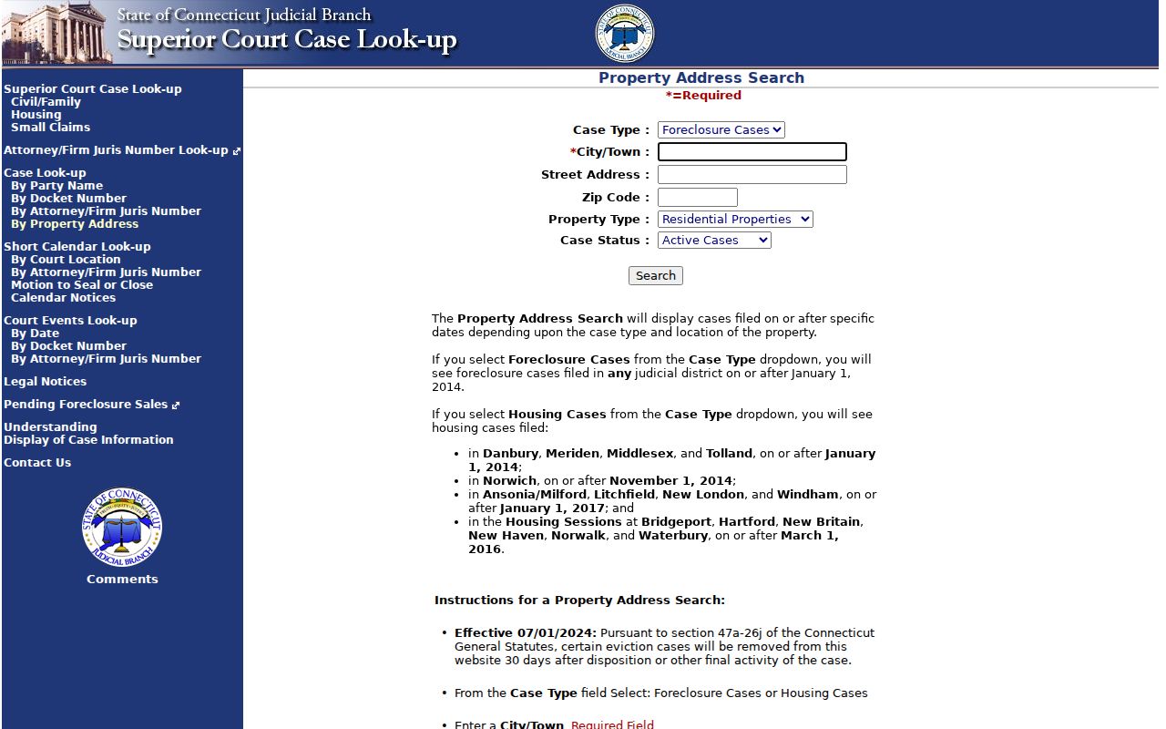 New Milford ZIP code directory court property address search