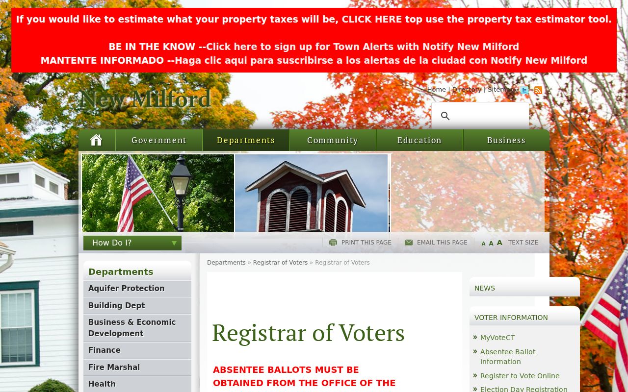 New Milford ZIP code directory registrar districts